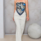 STRAPLESS SATIN EFFECT SCARF TOP