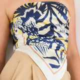 STRAPLESS SATIN EFFECT SCARF TOP