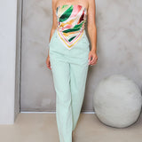 STRAPLESS SATIN EFFECT SCARF TOP