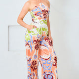 Satin Halter Scarf Top & Wide Pants Set