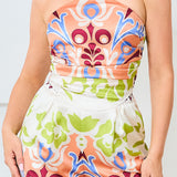 Satin Halter Scarf Top & Wide Pants Set