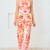 Satin Halter Scarf Top & Wide Pants Set