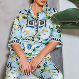 Satin Shirts & Wide Pants Set