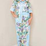 Satin Shirts & Wide Pants Set