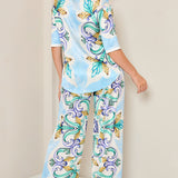 Satin Shirts & Wide Pants Set