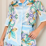 Satin Shirts & Wide Pants Set