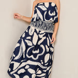Balloon Sleeveless Top & Smoked Flare Skirt set