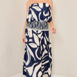 Balloon Sleeveless Top & Smoked Flare Skirt set