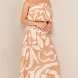 Balloon Sleeveless Top & Smoked Flare Skirt set