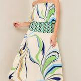 Balloon Sleeveless Top & Smoked Flare Skirt set