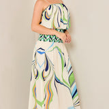 Balloon Sleeveless Top & Smoked Flare Skirt set
