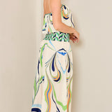 Balloon Sleeveless Top & Smoked Flare Skirt set