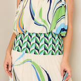 Balloon Sleeveless Top & Smoked Flare Skirt set