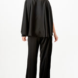 Draped Cape Top & Wide-Leg Pants Set