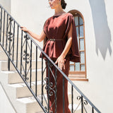 Draped Cape Top & Wide-Leg Pants Set