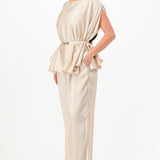 Draped Cape Top & Wide-Leg Pants Set