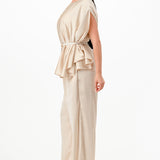 Draped Cape Top & Wide-Leg Pants Set