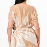 Oversized Floral Print Satin Cape Blouse (TOP ONLY)