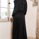 Classic Collared Puff-Sleeve Blouse With Ribbed Waist