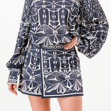 Balloon sleeves blouse with skorts pants set