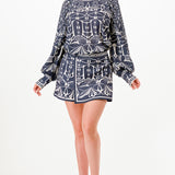 Balloon sleeves blouse with skorts pants set