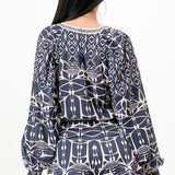 Balloon sleeves blouse with skorts pants set