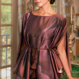 Oversized Floral Print Satin Cape Blouse (TOP ONLY)