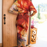 Ruched Long Sleeve Crop Top & Slit Skirt Set