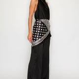 Halter Neck Top & Wide Leg Pants Set with Printed Scarf