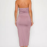 Metal Accent Halter Neck Top & Midi Skirt Set