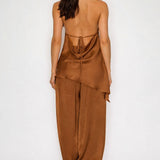 Chain Strap Halter Top & Jogger Pants Set