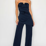 Strapless tube top & Wide-leg pants set