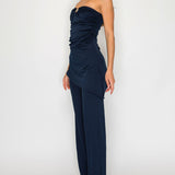 Strapless tube top & Wide-leg pants set