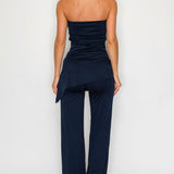 Strapless tube top & Wide-leg pants set