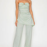 Strapless tube top & Wide-leg pants set