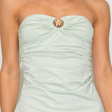 Strapless tube top & Wide-leg pants set