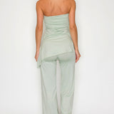 Strapless tube top & Wide-leg pants set