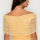 Off-Shoulder Lace Ruched Crop Top
