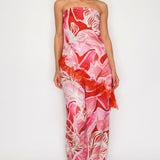 Strapless Printed Top with Lace & Wide-Leg Pants