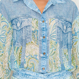 Paisley Denim Effect Chiffon Shirt & Shorts Set