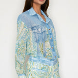 Paisley Denim Effect Chiffon Shirt & Shorts Set
