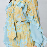 Paisley Ruffle Blouse & Wide-Leg Pants (BLOUSE ONLY)