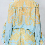 Paisley Ruffle Blouse & Wide-Leg Pants (BLOUSE ONLY)