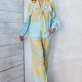 Paisley Ruffle Blouse & Wide-Leg Pants (BLOUSE ONLY)