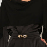 Draped Cape Top & Wide-Leg Pants Set