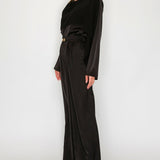 Draped Cape Top & Wide-Leg Pants Set