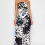 STRAPLESS SATIN EFFECT SCARF TOP & PANTS SET