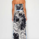 STRAPLESS SATIN EFFECT SCARF TOP & PANTS SET