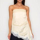 Strapless Satin Lace Trim Top