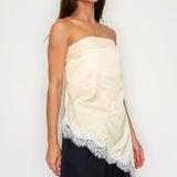 Strapless Satin Lace Trim Top